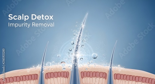 Scalp Purification and Detoxification Concept Showing Impurity Removal From Hair Roots and Deep Cleansing of the Skin