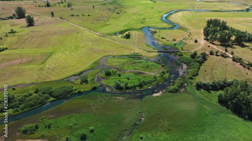 Aerial Drone View of Cetina River Spring and Green Landscape Near Civljane, Croatia