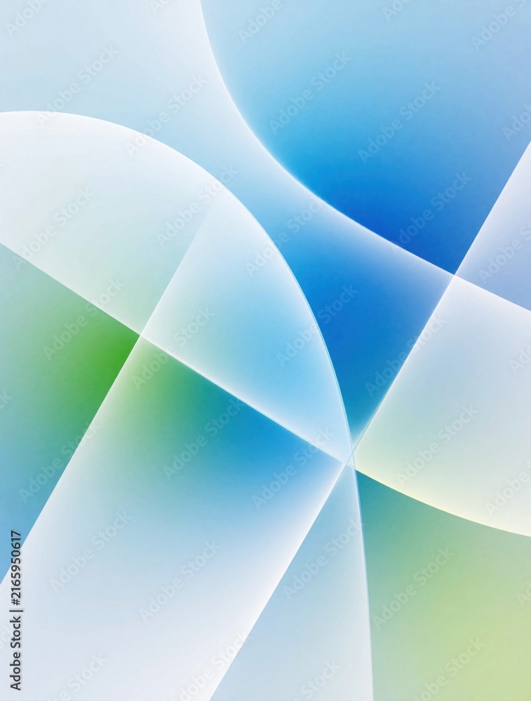 Fototapeta premium Abstract blue, green gradient background with soft curves, light lines. Minimalist futuristic design with smooth waves, flowing shapes. Modern digital art with bright colors creates clean space for