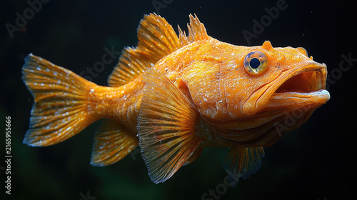 Orange Rockfish Swimming Underwater