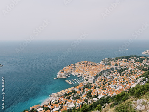 Aerial View of Dubrovnik Old Town and Adriatic Sea
