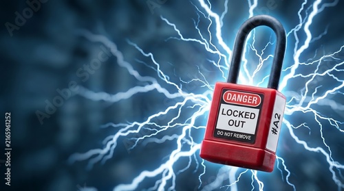 Red Safety Padlock with Electric Lightning for Lockout Tagout
