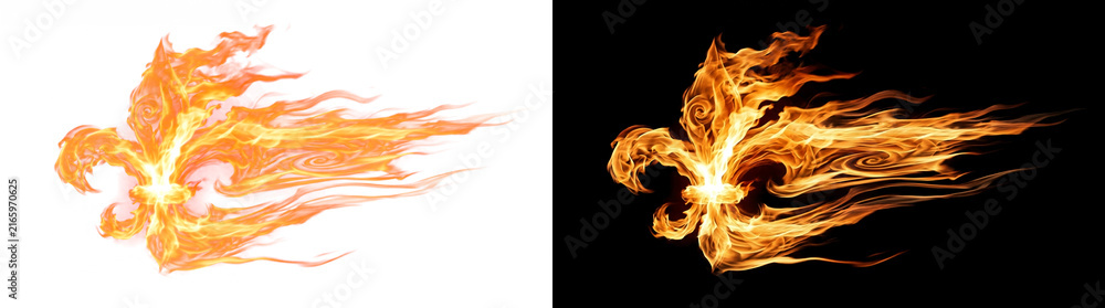 Fototapeta premium Streaming Fleur De Lis Fire Trail Overlay, Dynamic Fiery Crest Element