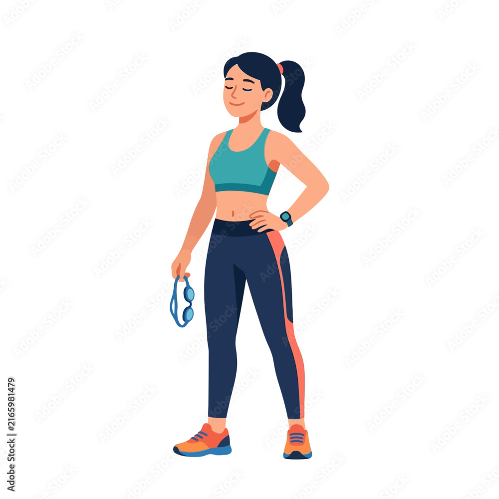 Fototapeta premium Fit Woman Athlete Ready For Swimming Competition Or Training Session
