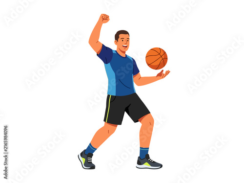 Excited Basketball Player Celebrating A Game Victory In Sportswear