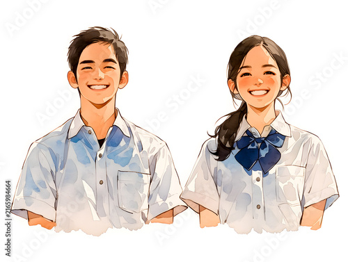 とびきりの笑顔の高校生の男女