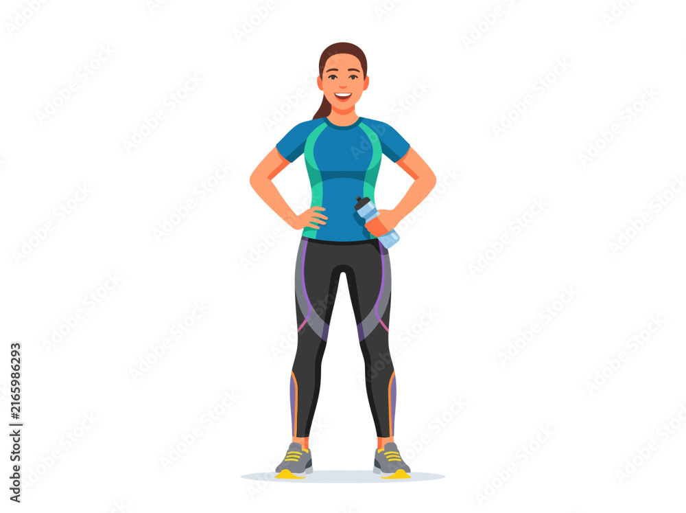 Fototapeta premium Energetic Woman In Sportswear Ready For Fitness Activities