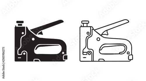 staple gun icon set with detailed outline. industrial tool illustration for construction