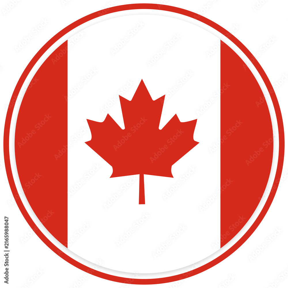 Fototapeta premium Canada Flag Circle Badge Icon Transparent