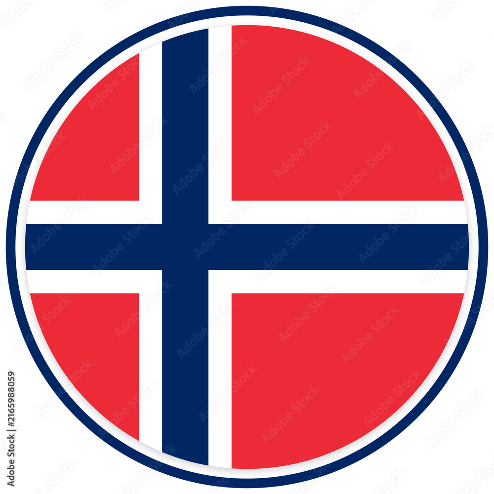 Fototapeta premium Norway Flag Circle Badge Icon Transparent