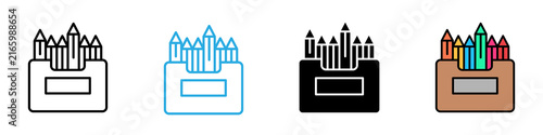 Color pencil multi - style icon design concept