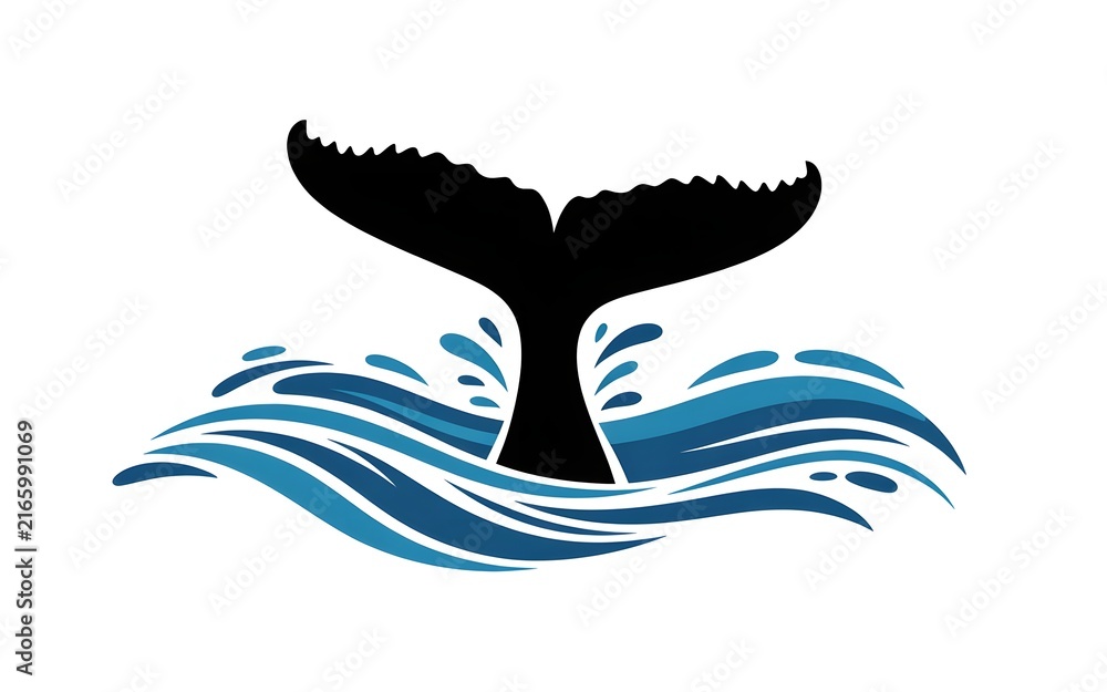 Naklejka premium vector illustration of an whale with water drops