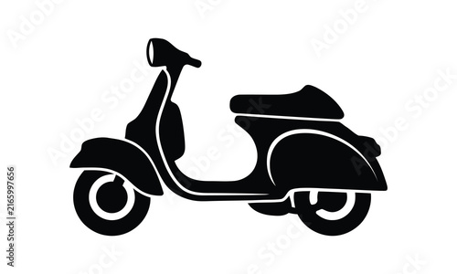 Vintage motor scooter profile icon for transport and travel projects.