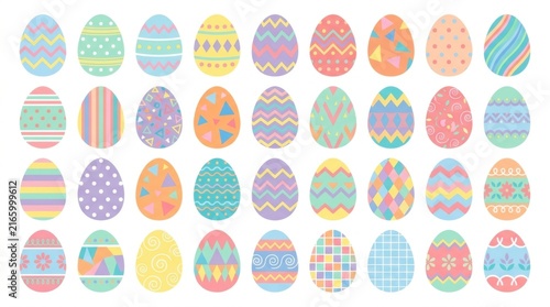 Collection of colorful patterned Easter eggs