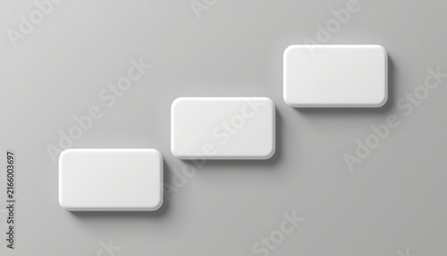Concept business mockup of the three bank gift cards with shadows on a background. 