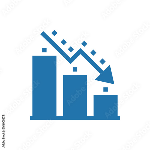 A blue bar chart shows a clear downward trend in performance