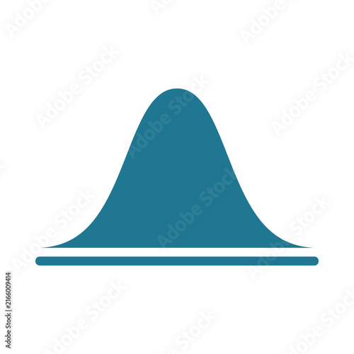 A blue bell curve icon isolated on a white background