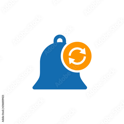 A blue bell icon with an orange circular refresh symbol overlay