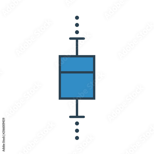 A blue box plot icon is displayed on a white background