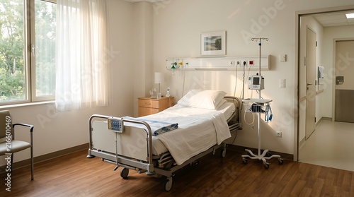 Obraz na płótnie Modern Empty Hospital Room with Medical Bed and Equipment