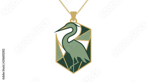 Green Heron Gold Necklace.