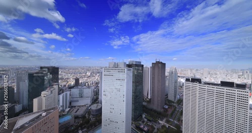 東京都庁展望室から望むビル群と街の景色