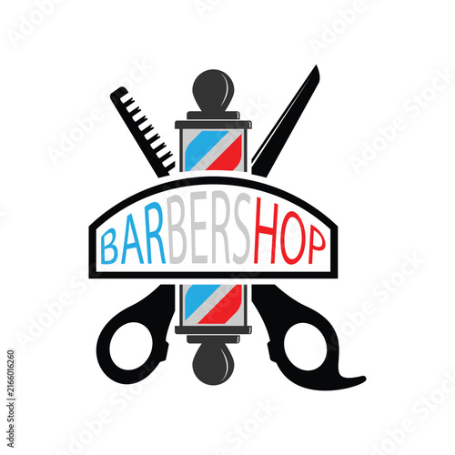 barbershop logo vector on flat style