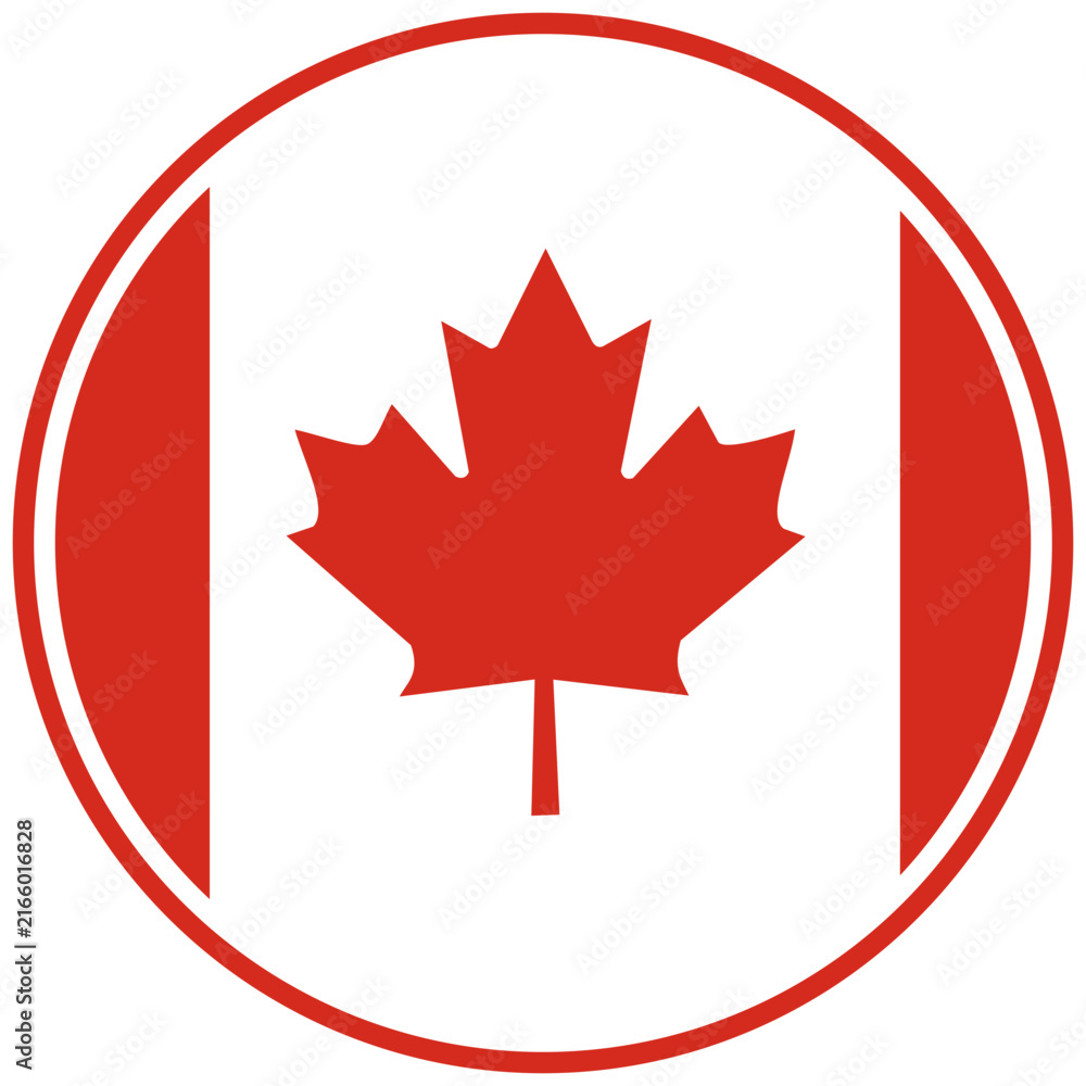 Fototapeta premium Canada Flag Circle Badge Icon Transparent SVG Vector