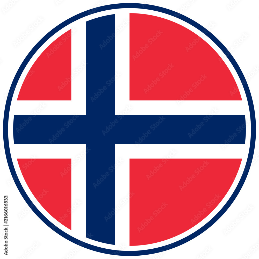 Fototapeta premium Norway Flag Circle Badge Icon Transparent SVG Vector