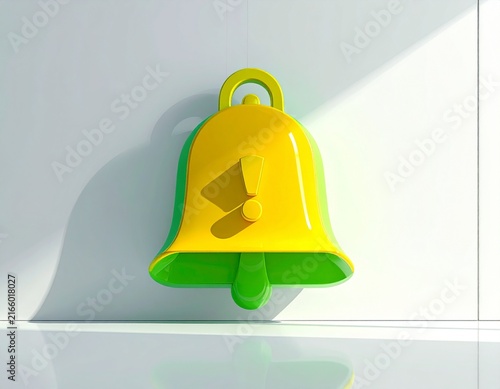 Bell notice alert new event information sign or symbol website icon 3d illustration