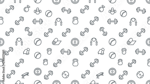 Seamless Pattern of Fitness Equipment Icons