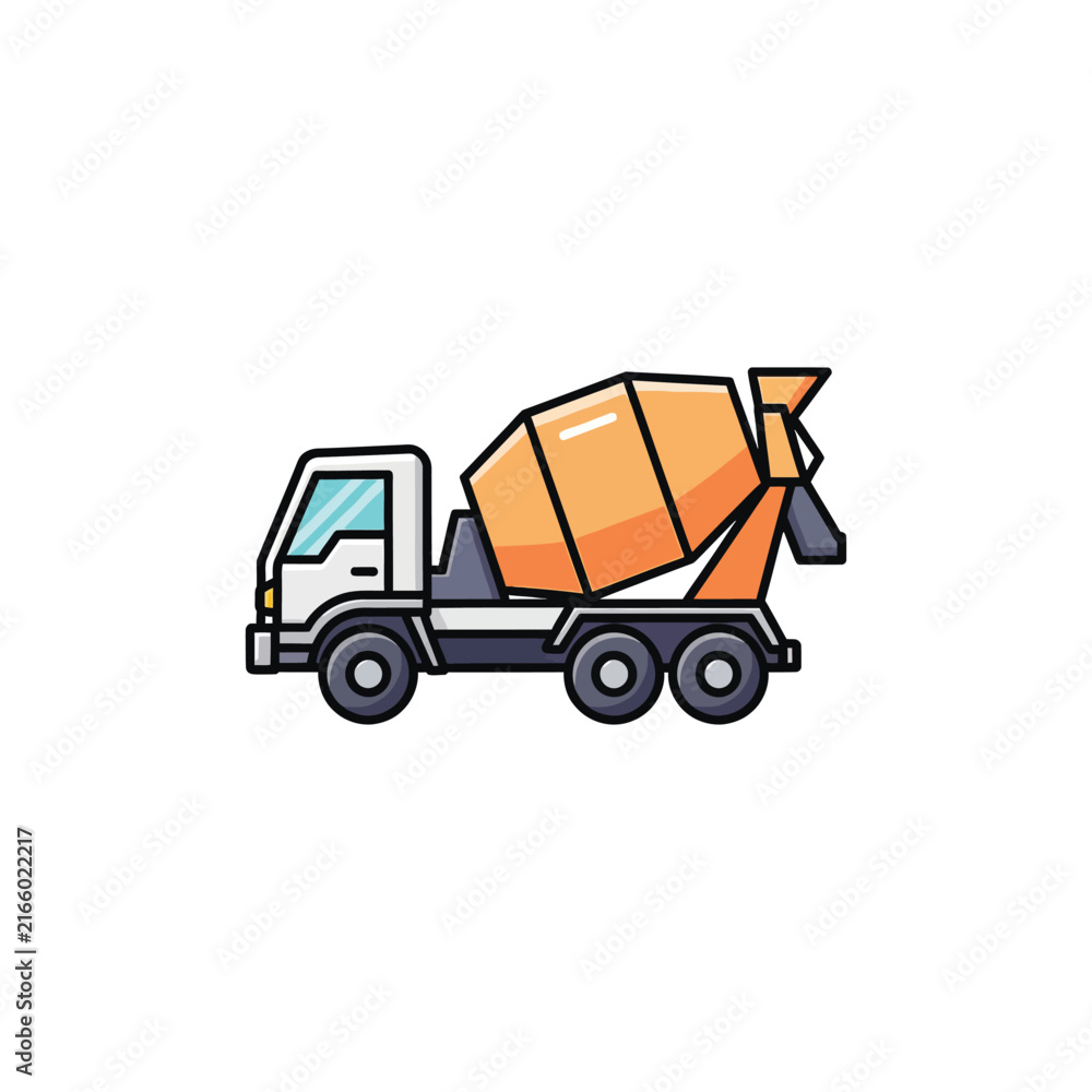 Fototapeta premium Minimalist Concrete Mixer Truck Vector Icon for Construction Branding