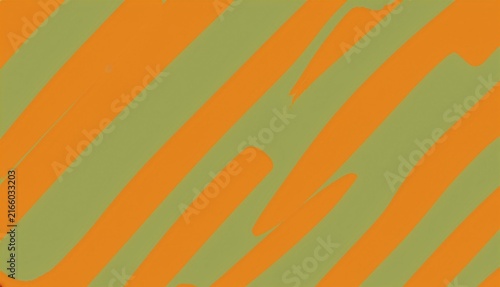 オレンジとオリーブグリーンの大胆なブラシストライプを描いた背景　Background with Bold Brush Strokes in Orange and Olive Green