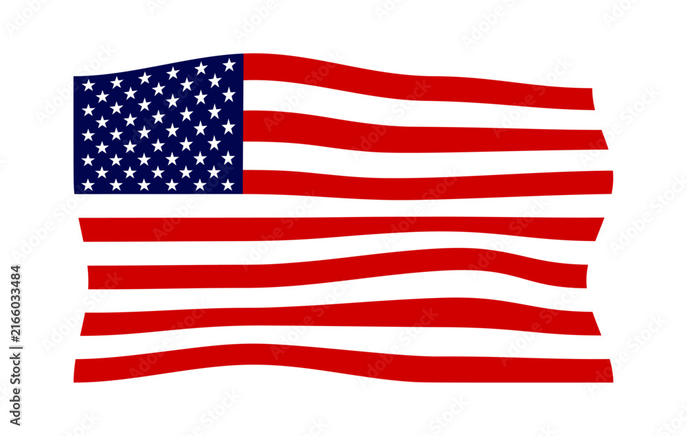 Fototapeta premium Waving United States Flag Isolated Vector Illustration