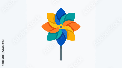 Colorful pinwheel toy with vibrant petals spinning in the wind