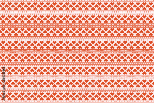 Obraz na płótnie Seamless Red Nordic Cross Stitch Heart Art