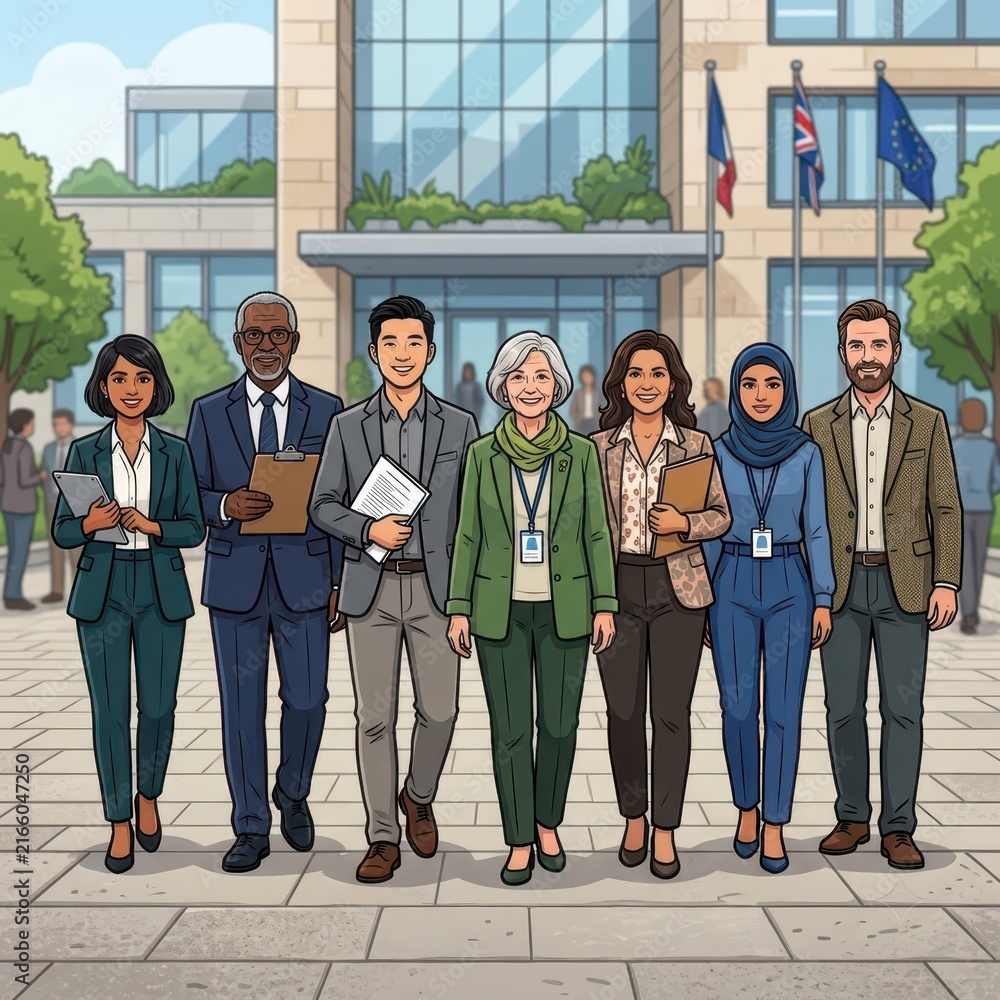 Fototapeta premium Diverse group of professional people walking together