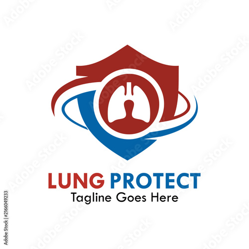 Lung protect vector logo design featuring shield and swoosh icon representing secure respiratory healthcare and pulmonary protection.