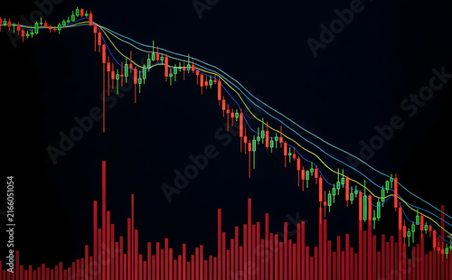 Red Falling Stock Market Crash Graph Dark Background Financial Loss Concept