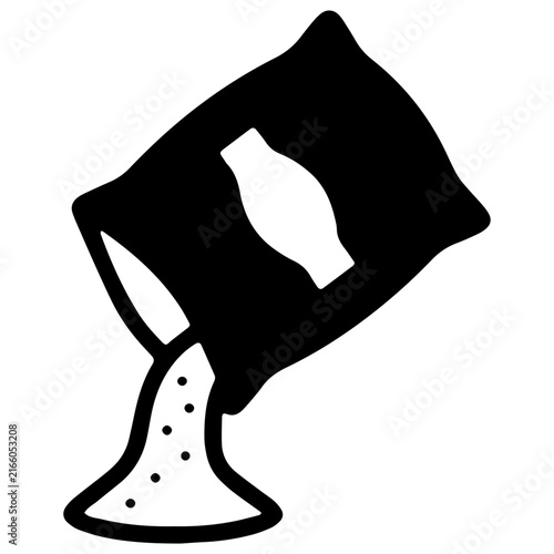 Pouring Sugar Bag Flour Salt Fertilizer Sack Ingredient Packaging Vector Icon