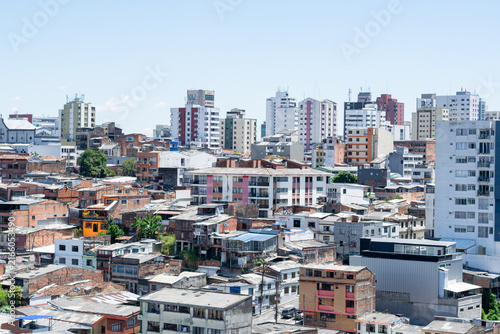 Panoramic view of Pereira, Colombia, showing dense neighborhoods, high rise buildings and the surrounding urban landscape