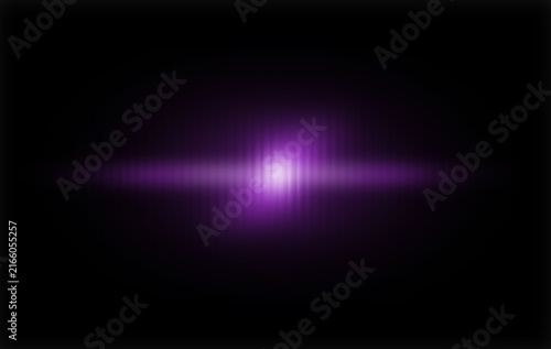 Obraz na płótnie Bright purple horizontal glowing light on black background