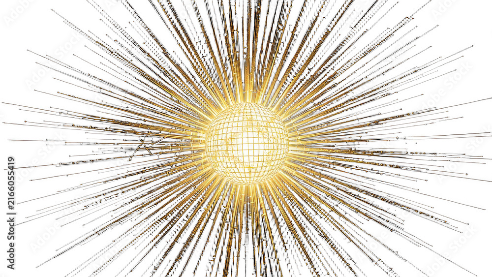 Obraz premium Glowing Disco Ball with Starburst Light Rays