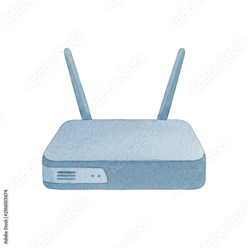 Obraz na płótnie Blue wireless modem router watercolor style