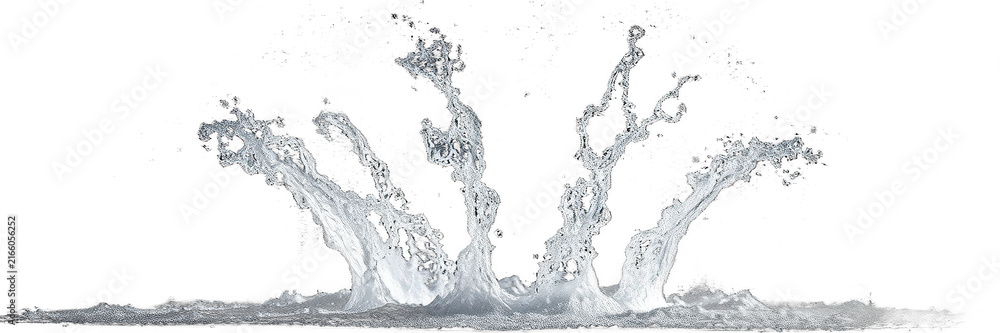 Obraz premium Dynamic water splash isolated on black background