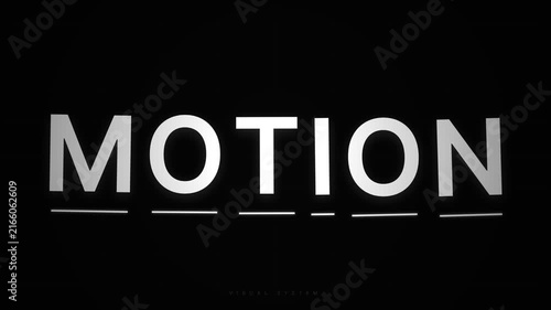 Minimalist motion typography graphic design with bold white text on black background