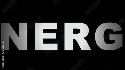 Bold silver metallic letters spelling NERG isolated on a stark solid black background