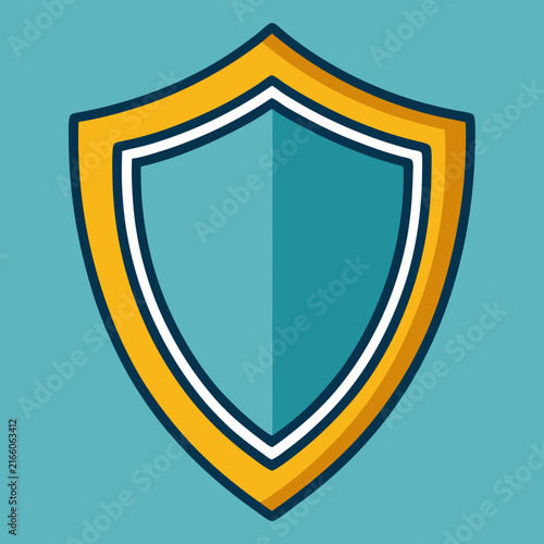 A vibrant shield icon in flat design representing protection and security on a teal background