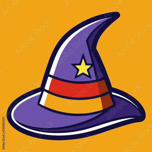 Enchanting purple wizard hat adorned with a golden star, a whimsical fantasy accessory