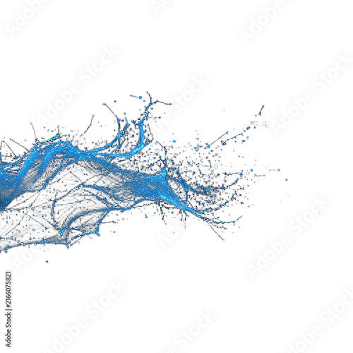 Abstract blue particle wave flowing on black background